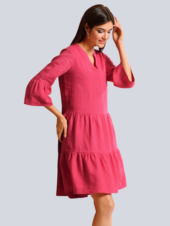 Alba Moda Kleid aus reinem Leinen, Pink