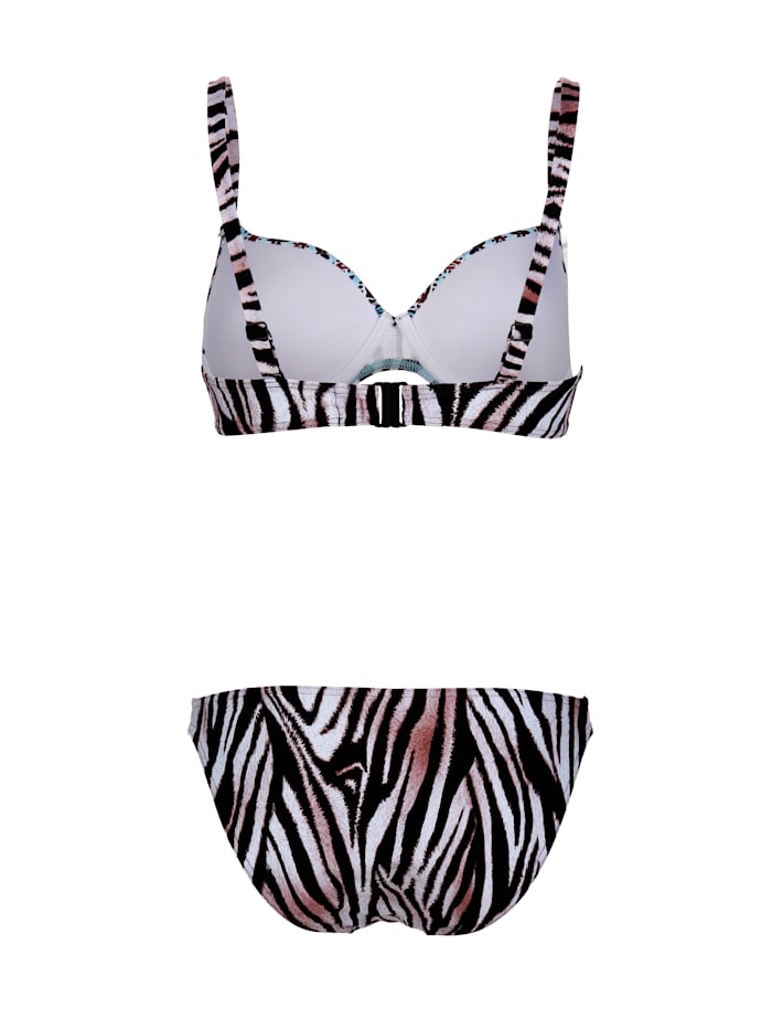Bikini in elegantem Zebra und Blumendessin