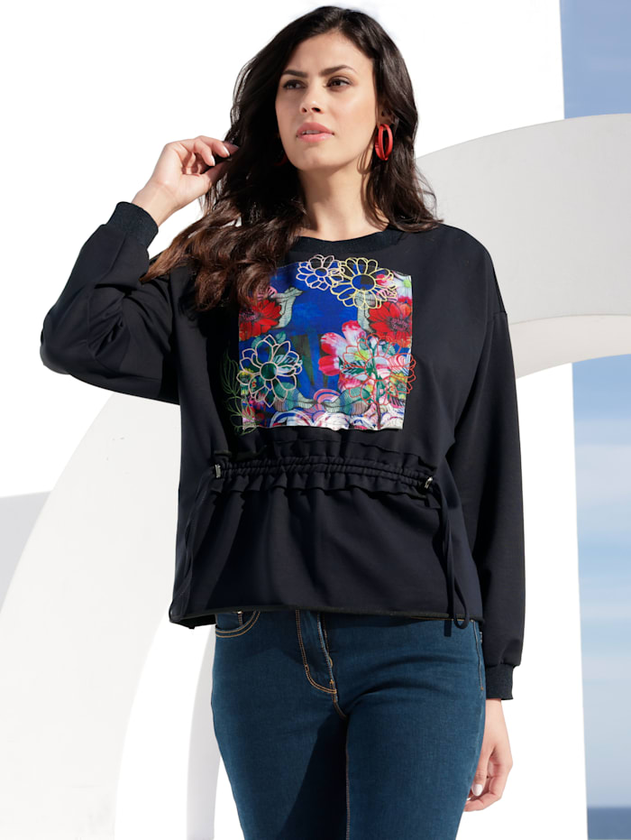 AMY VERMONT Sweatshirt mit Druck im Vorderteil, Dunkelblau/Multicolor