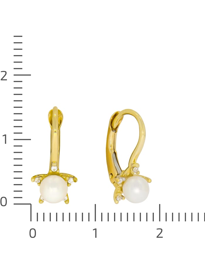 Ohrhänger 375/- Gold Süßwasserzuchtperle weiß 1,5cm Glänzend