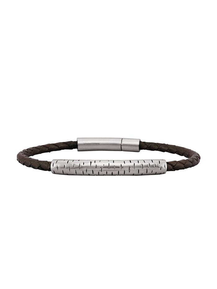 Magnetic Balance Leder-Armband mit Edelstahl, Braun