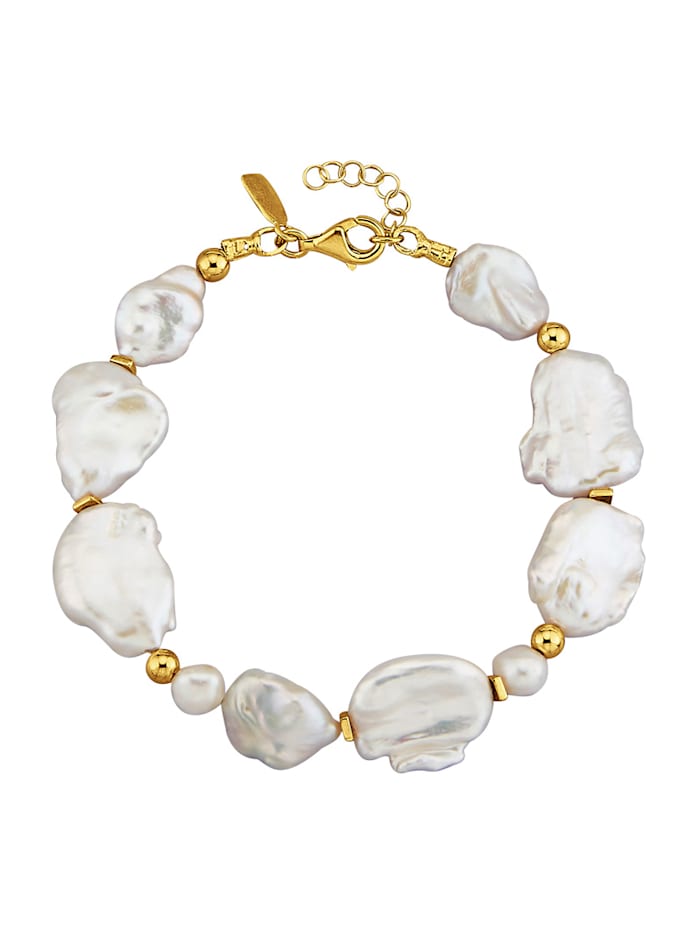 Bracelet avec perles de culture d'eau douce, Blanc