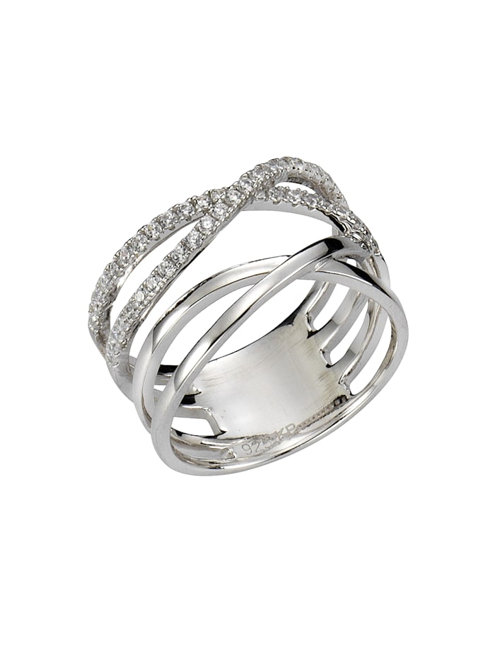 ZEEme Ring 925/- Sterling Silber Zirkonia weiß Glänzend, weiß