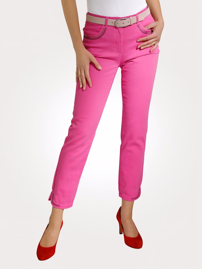 MONA 7/8-broek met strassteentjes, Pink