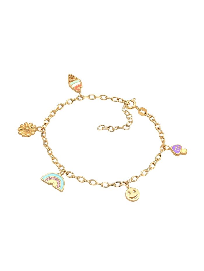 Armband Smiley Blume Eis Pilz Emaille Anhänger 925 Silber