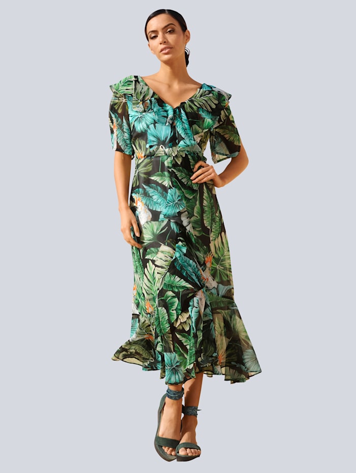 Alba Moda Kleid mit Volants, Grün