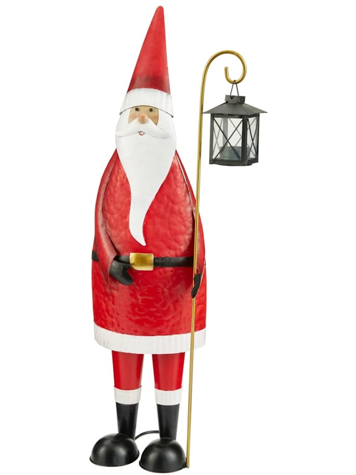 Living Deko-Figur Santa mit Laterne, Rot