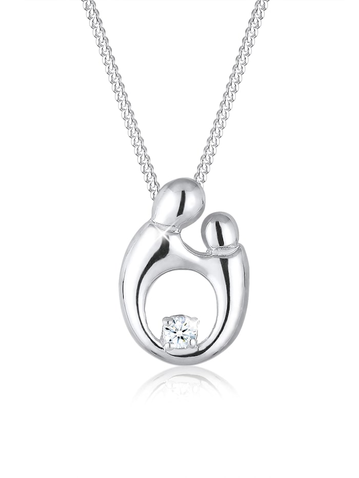 Elli DIAMONDS Halskette Mutter Kind Diamant (0.03 Ct.) 925 Sterling Silber, Silber