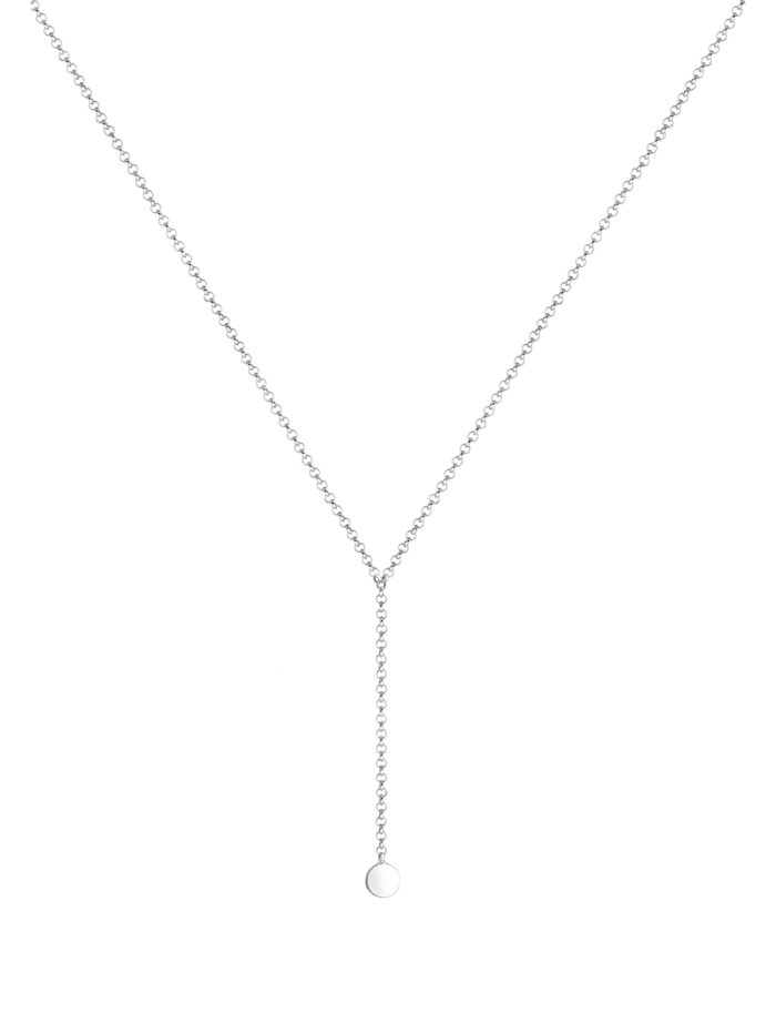 Halskette Choker Y-Kette Kreis Plättchen Geo 925 Silber