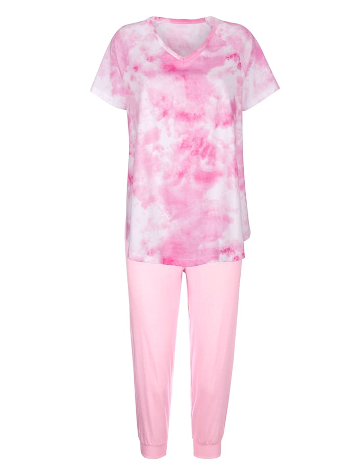 Harmony Schlafanzug mit hübschem Batik Druck, Rosé/Weiß