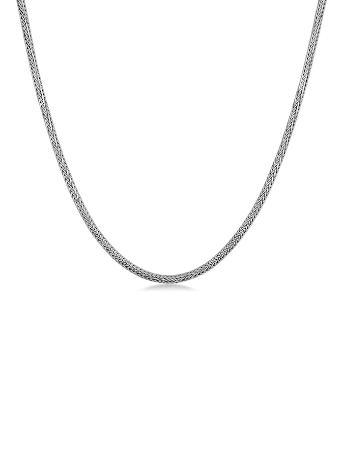 Kuzzoi Halskette Männer Basic Schlangenkette Oxidiert 925 Silber, Silber