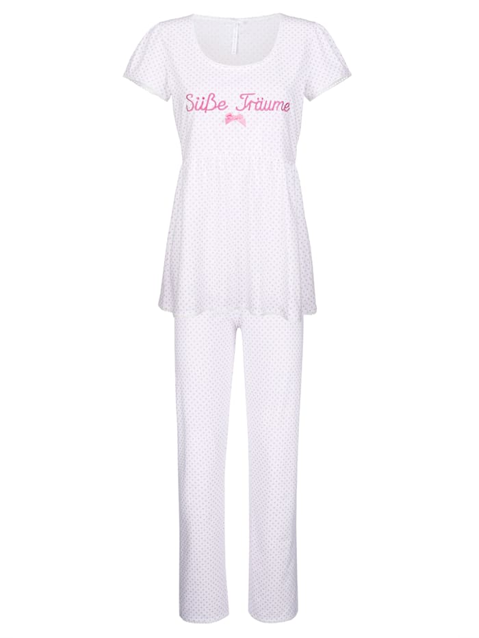 Louis & Louisa Schlafanzug im Babydoll-Look, Weiß/Hellrosa