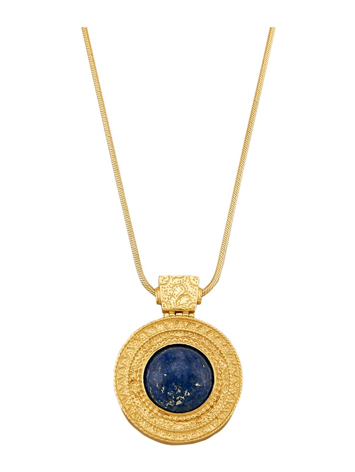 Ursula Christ Pendentif + chaîne en argent 925, avec lapis-lazuli, Coloris or jaune