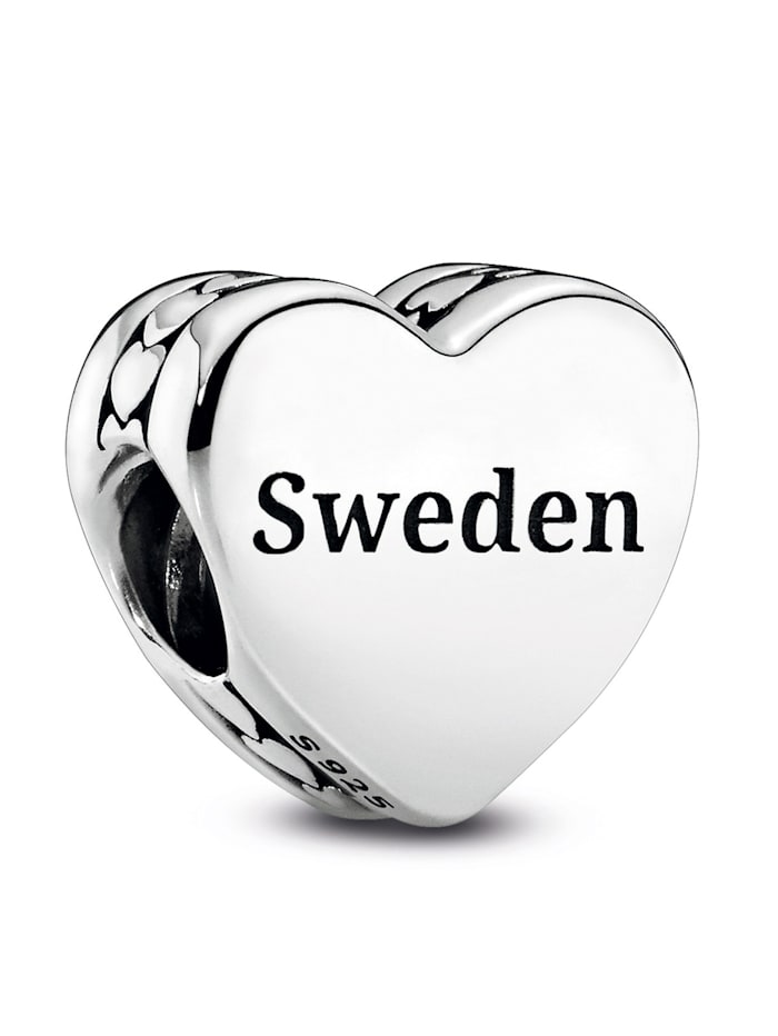 Pandora Charm -Schweden- Schriftzug Sweden und schwedisches Dalapferd 792015 E036, Silberfarben