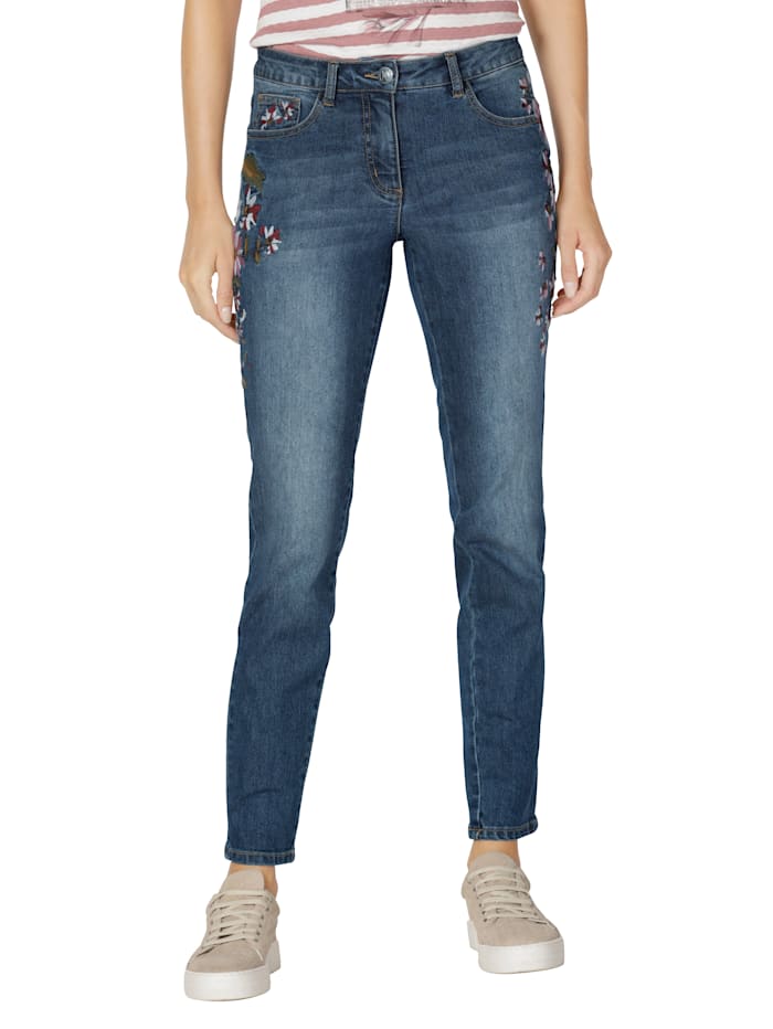 AMY VERMONT Jeans mit floraler Stickerei, Blau