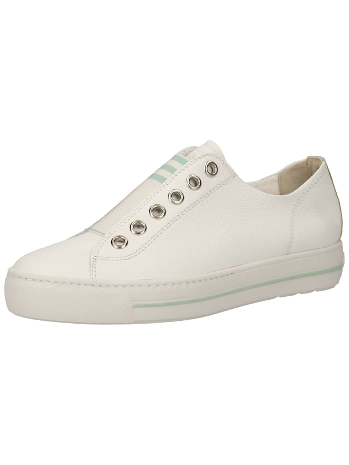Paul Green Leder Sneaker, Weiß/Grün