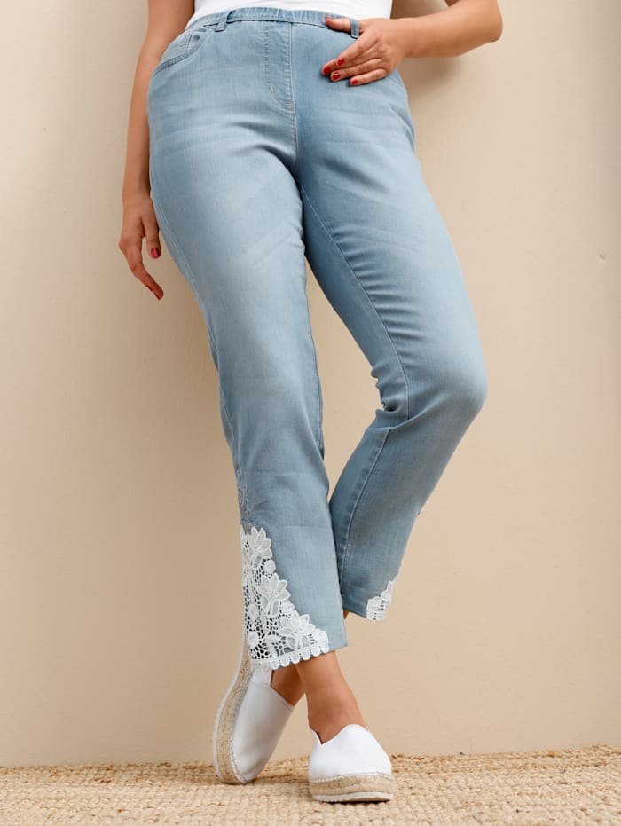 MIAMODA Jeans met mooi kant aan de zoom, Blue bleached