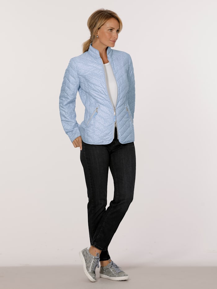MONA Doorgestikte jas in donslook, lichtblauw/wit