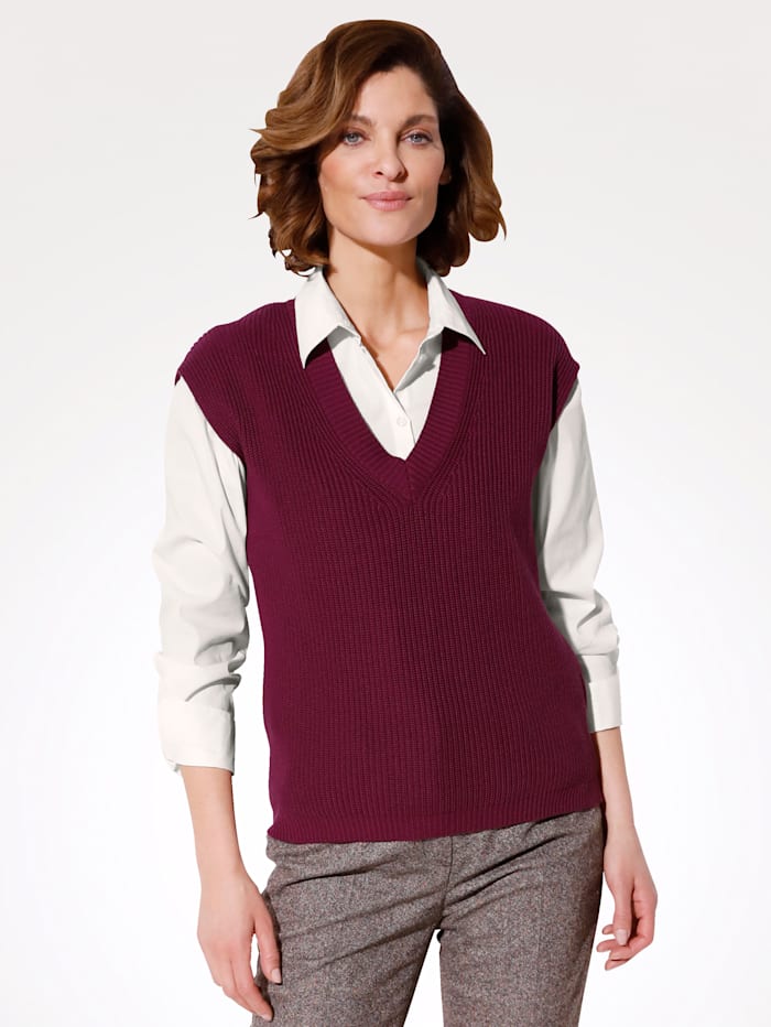 MONA Jumper shaped by dropped shoulders, Berry