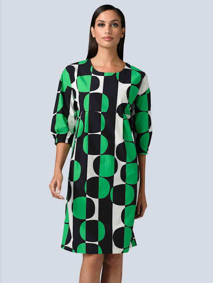 Alba Moda Kleid mit Punktedruck, Grün/Schwarz