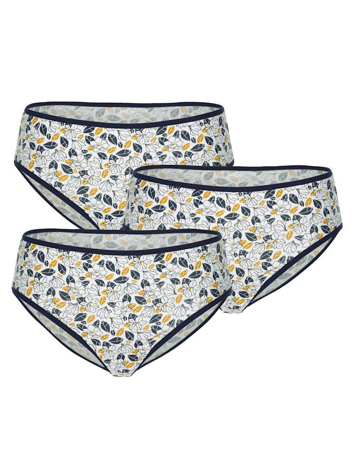 Harmony 3 pack briefs in an allover floral print, White/Navy
