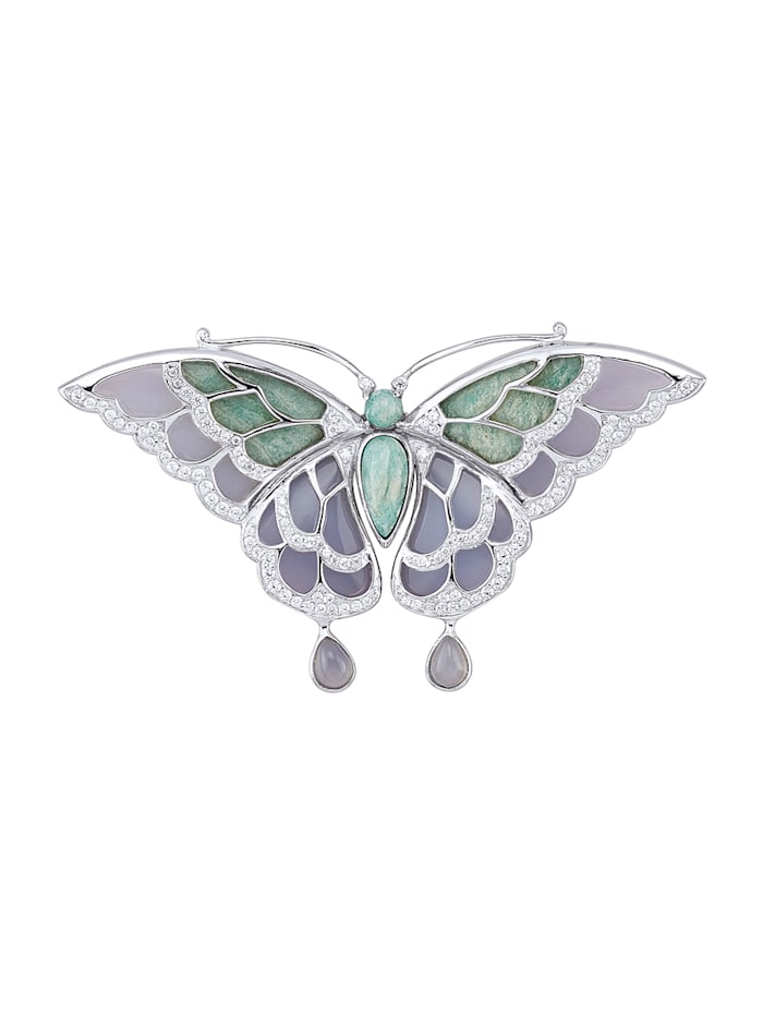 Broche Vlinder van echt zilver, Groen