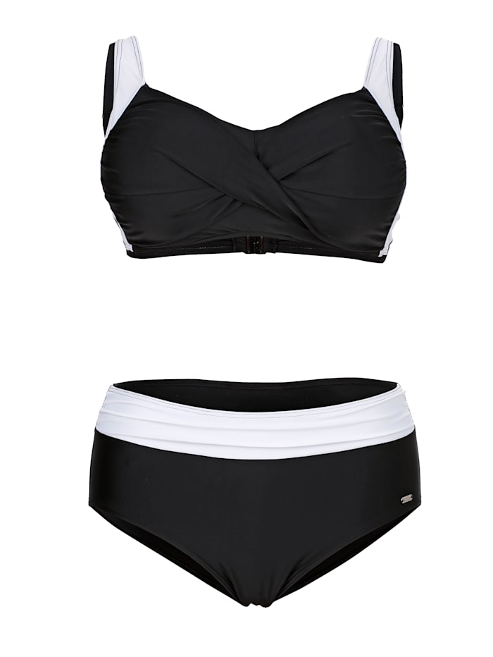 TruYou Bikini mit Kontrastfarbenen Paspeln, Schwarz/Weiß