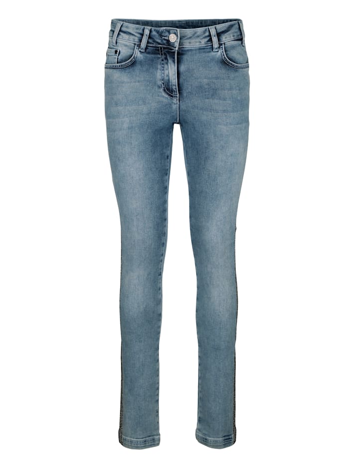 SPORTALM Jeans mit glitzernden Seitenstreifen, Blue stone