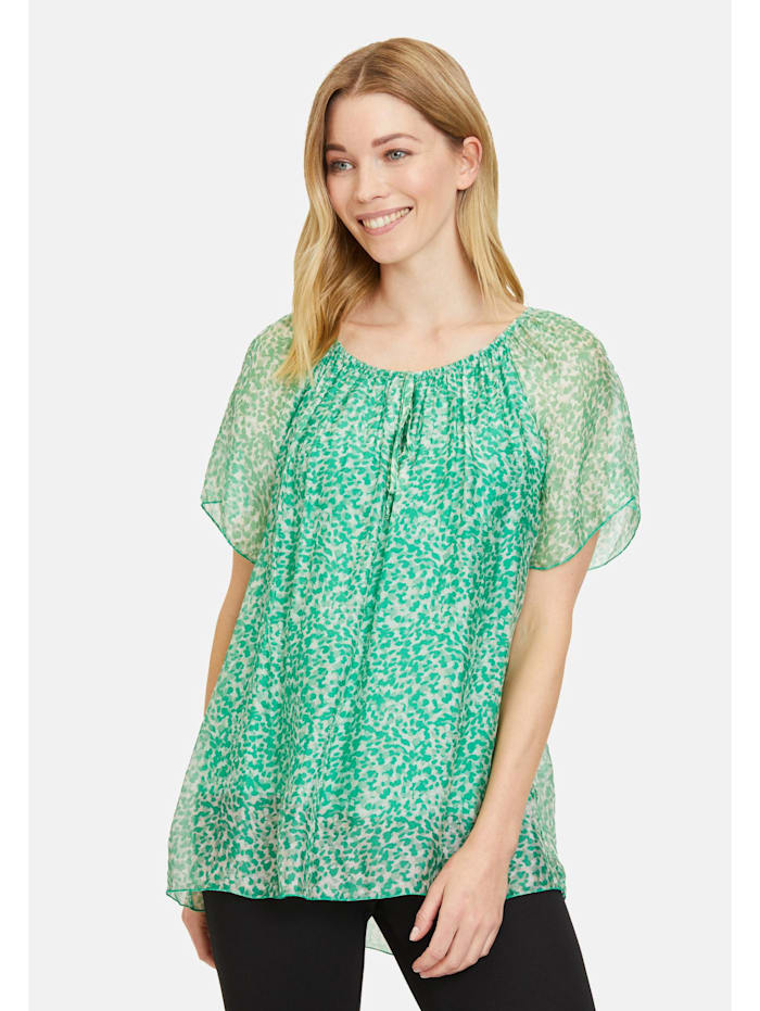 Cartoon Casual-Bluse mit Muster, Green/White