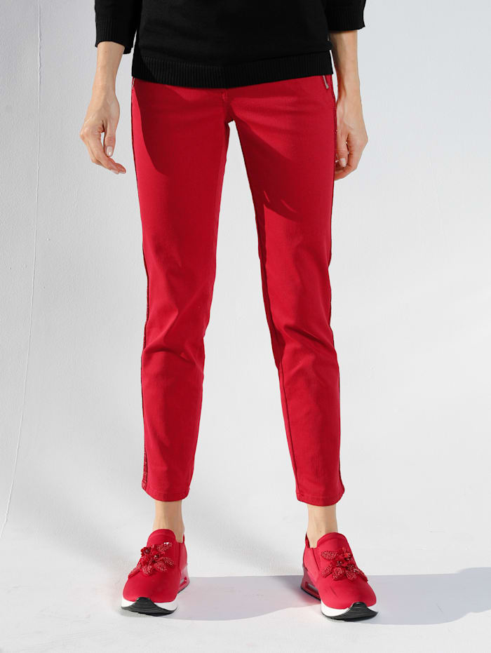 AMY VERMONT Jeans met sierband opzij, Rood