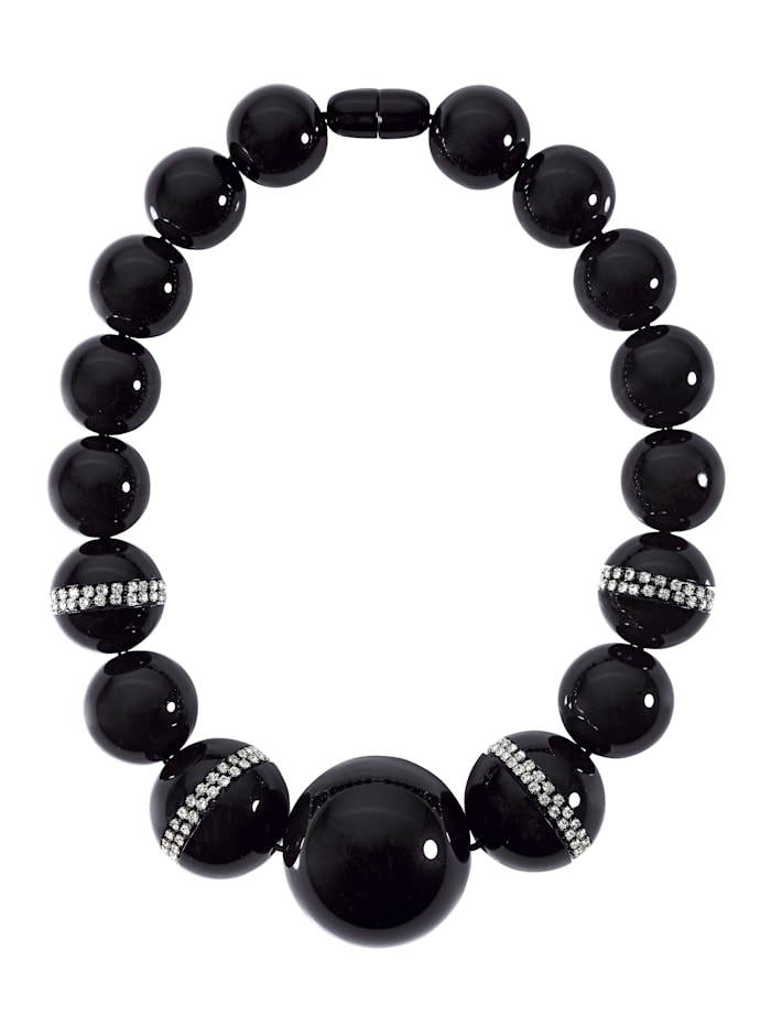 STILOMIO Halskette mit unterschiedlich großen Perlen, Schwarz