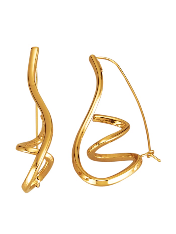 Örhängen i krumelurig design, Guldfärgad