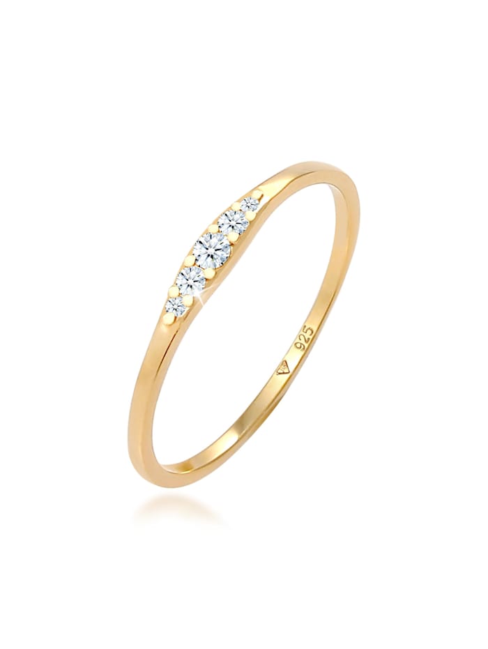 Elli DIAMONDS Ring Verlobungsring Diamant (0.07 Ct) Bridal 925 Silber, Gold