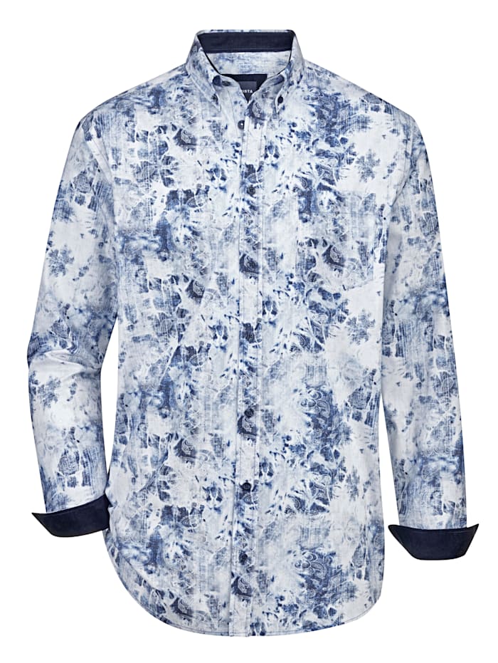 BABISTA Overhemd met modieus dessin, Blauw/Wit