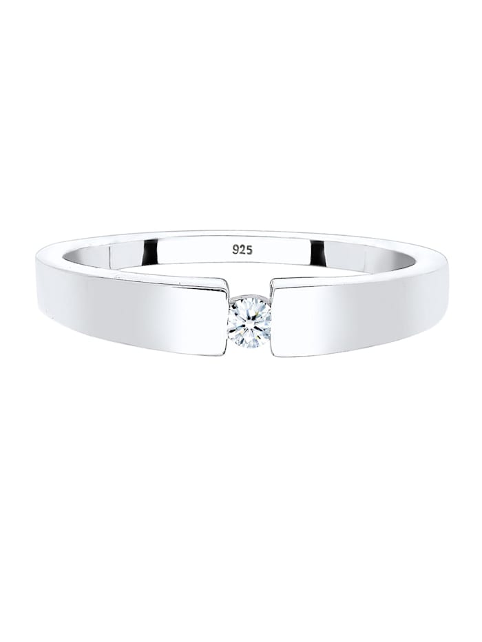 Ring Klassisch Bandring Diamant 0.06 Ct. 925 Silber