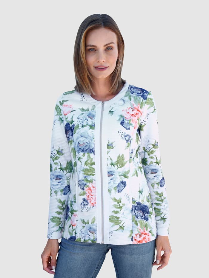 Paola Tričkový kabátek s květinovým potiskem, Bílá