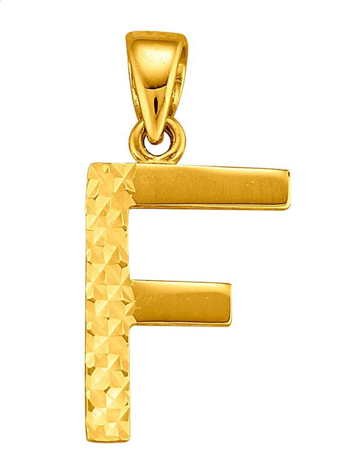Amara Gold Buchstaben-Anhänger "F" in Gelbgold 585, Gelbgoldfarben