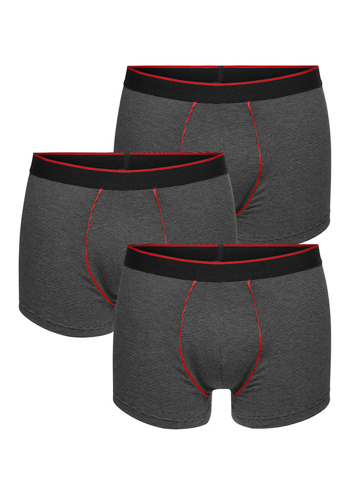 Boxers par lot de 3 à imprimé devant et dos, Noir/Blanc/Rouge