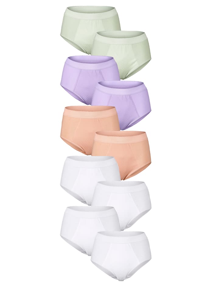Harmony Taillenslips im 10er-Pack mit Bauchweg-Funktion, Flieder/Lindgrün/Apricot/Weiß