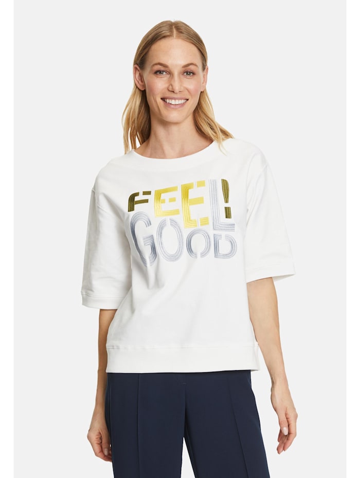 Betty & Co Casual-Sweatshirt mit U-Boot-Ausschnitt, Cream/Yellow