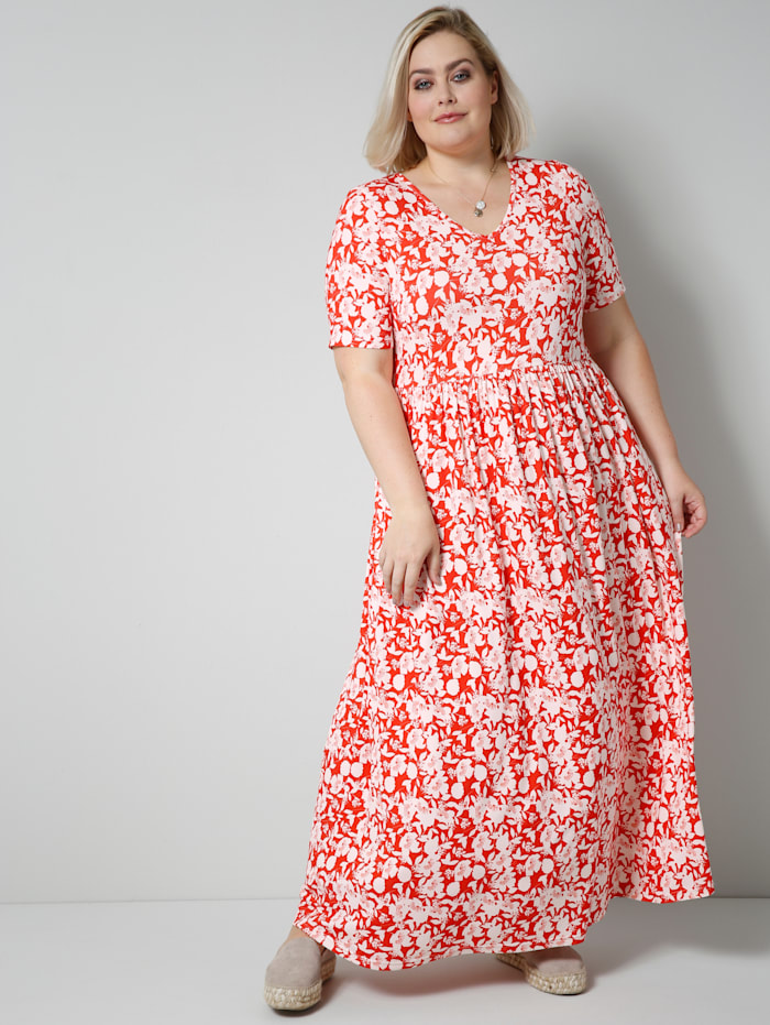 Sara Lindholm Jersey-Kleid in angesagter Maxilänge, Koralle