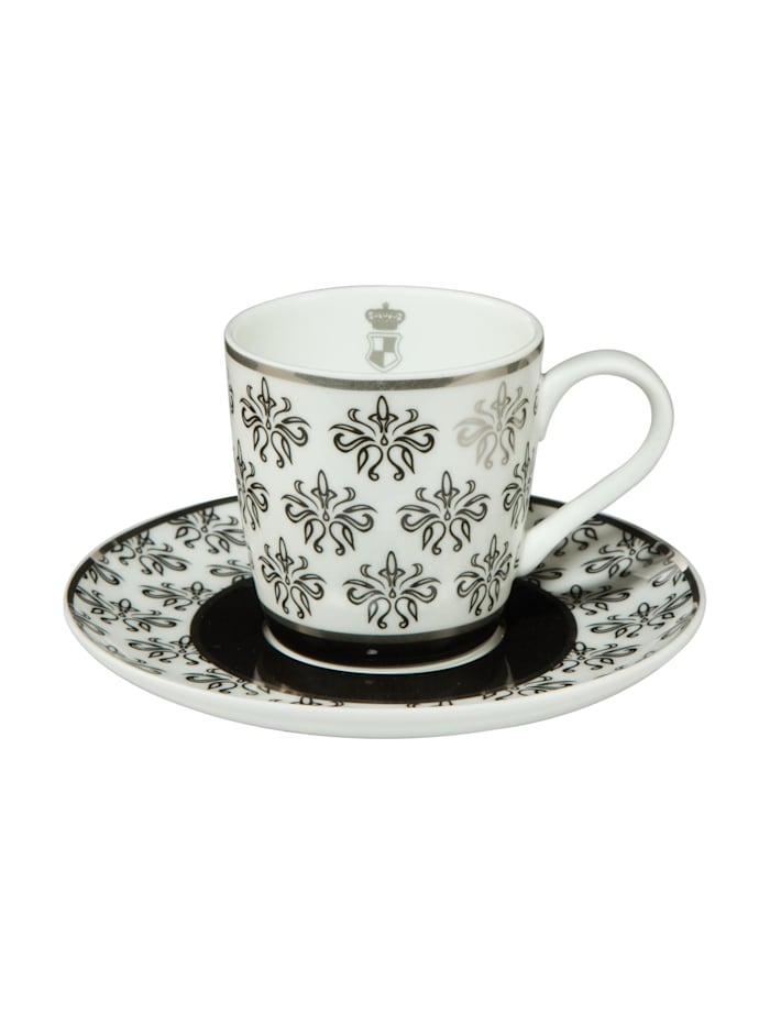 Goebel Espressotasse Maja von Hohenzollern - Design Floral, schwarz-weiß