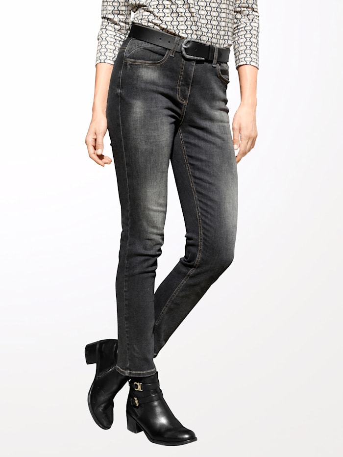 MONA Jeans met strassteentjes, Zwart