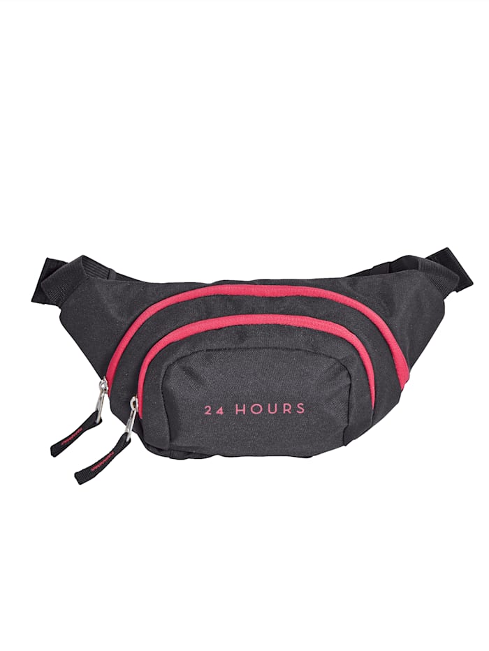 24 Hours Hüfttasche aus hochwertigem Textilmaterial, Schwarz/Pink