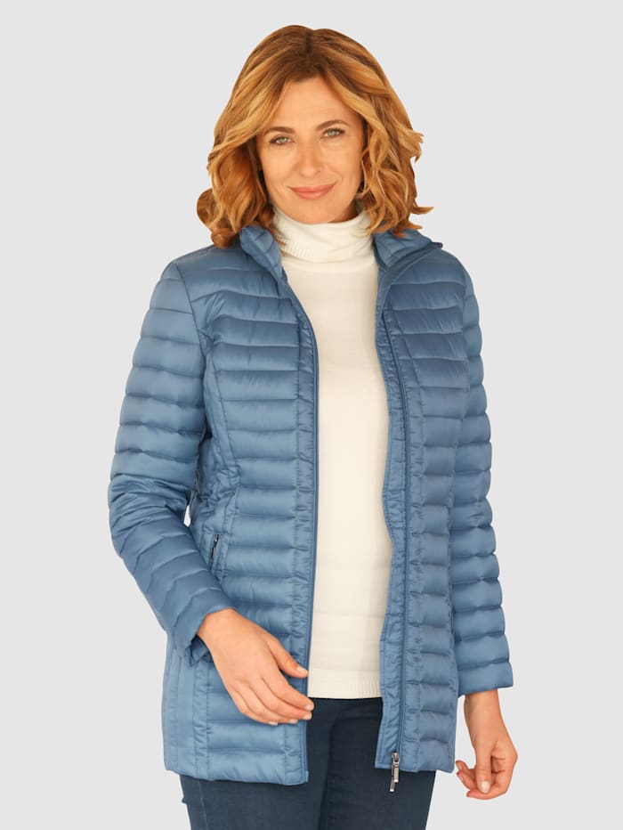 Paola Gewatteerde jas met luxueuze details, Rookblauw