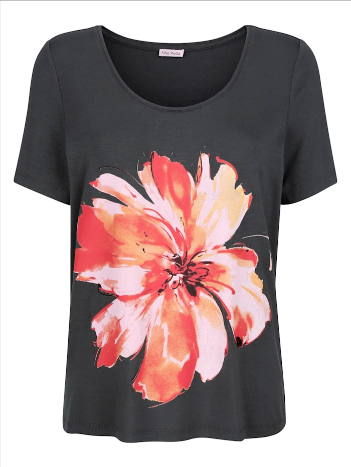 Alba Moda T-shirt à motif fleuri, Gris