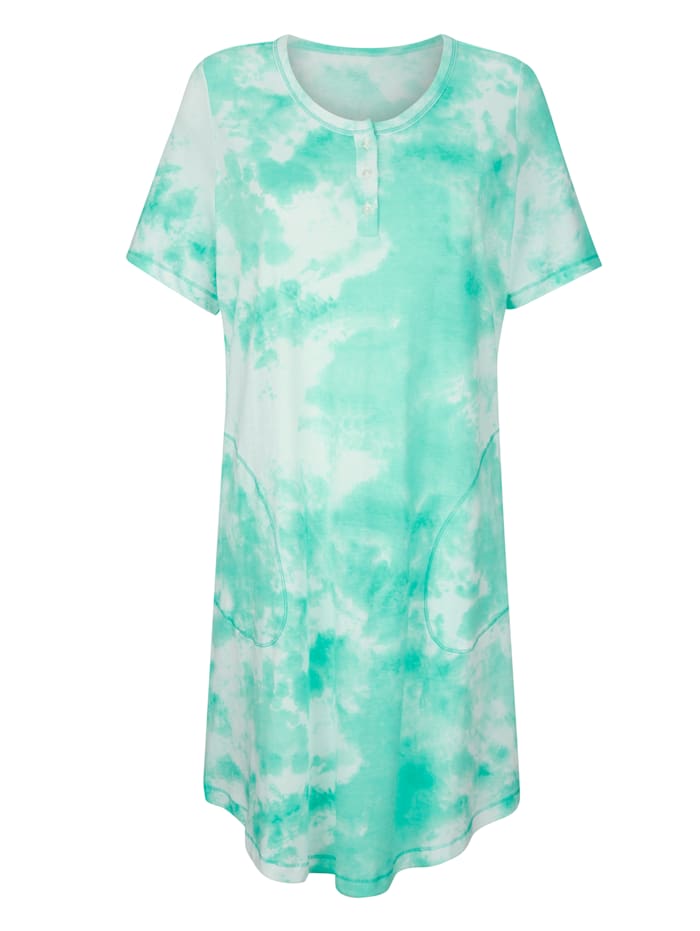 Harmony Nachthemd mit hübschem Batik Muster, Mintgrün/Weiß