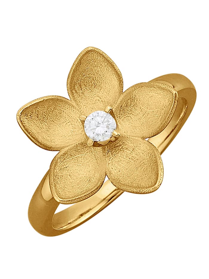 Diemer Highlights Blüten-Ring mit Brillant, Gelbgoldfarben