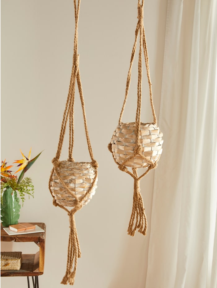 KLiNGEL Set van 2 hanging baskets, Bruin