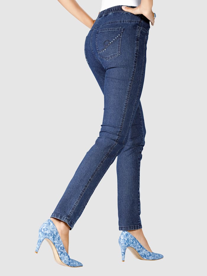 m. collection Jeans met flatterende lengtenaad voor, Blue stone